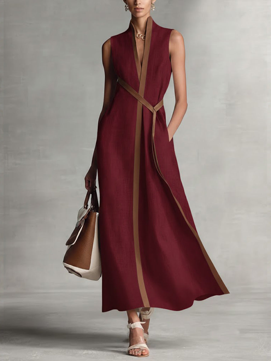 Lyra | Women's Wrap Front Sleeveless Maxi Dress - White - Image 4