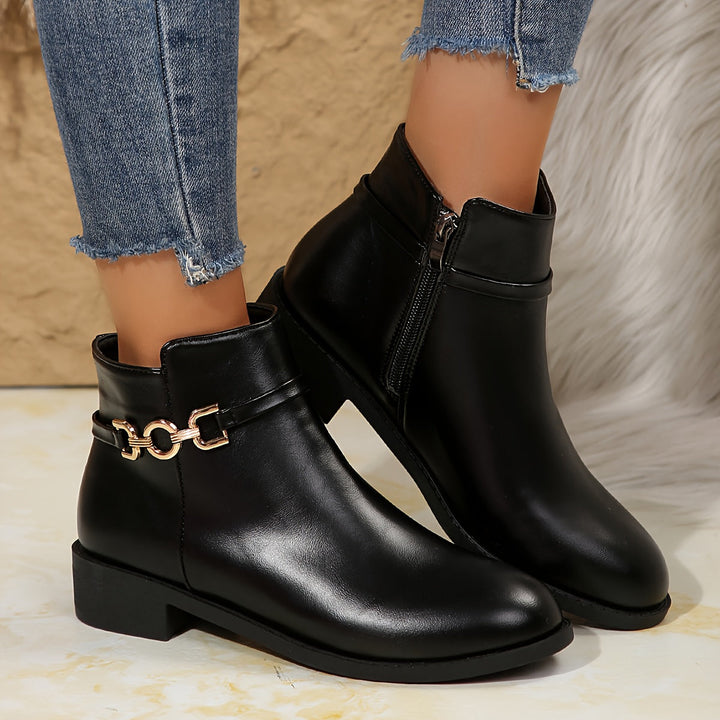 Marlowe | Women's Chelsea Ankle Boot with Gold Chain - Black - Image 4