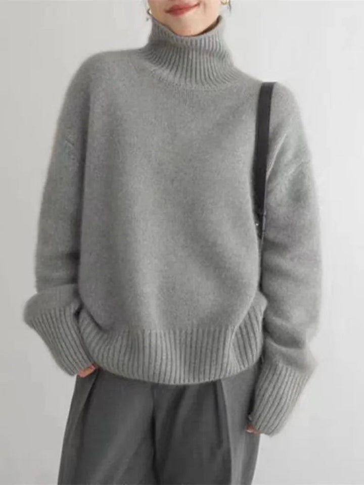Merova | Women's Turtleneck Sweater Relaxed Fit - Cream - Image 4