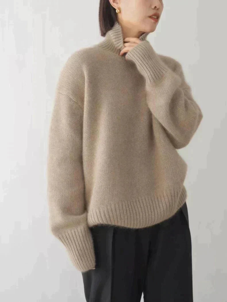 Merova | Women's Turtleneck Sweater Relaxed Fit - Cream - Image 6