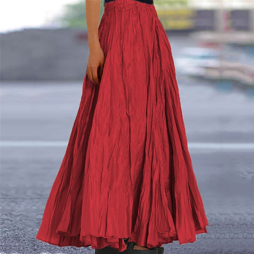 Ondine | Women's Flowy Pleated A-Line Maxi Skirt - Khaki - Image 14