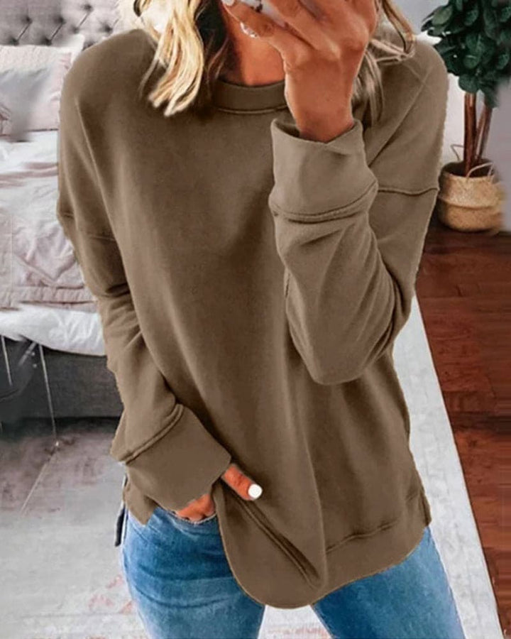 Opaline | Women's Relaxed Fit Crew Neck Sweatshirt - Brown - Image 1