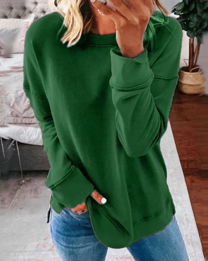 Opaline | Women's Relaxed Fit Crew Neck Sweatshirt - Brown - Image 10