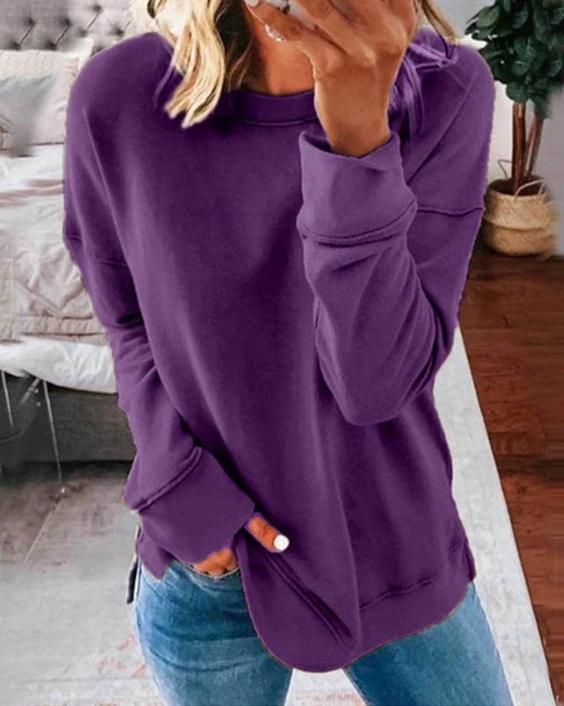 Opaline | Women's Relaxed Fit Crew Neck Sweatshirt - Brown - Image 11