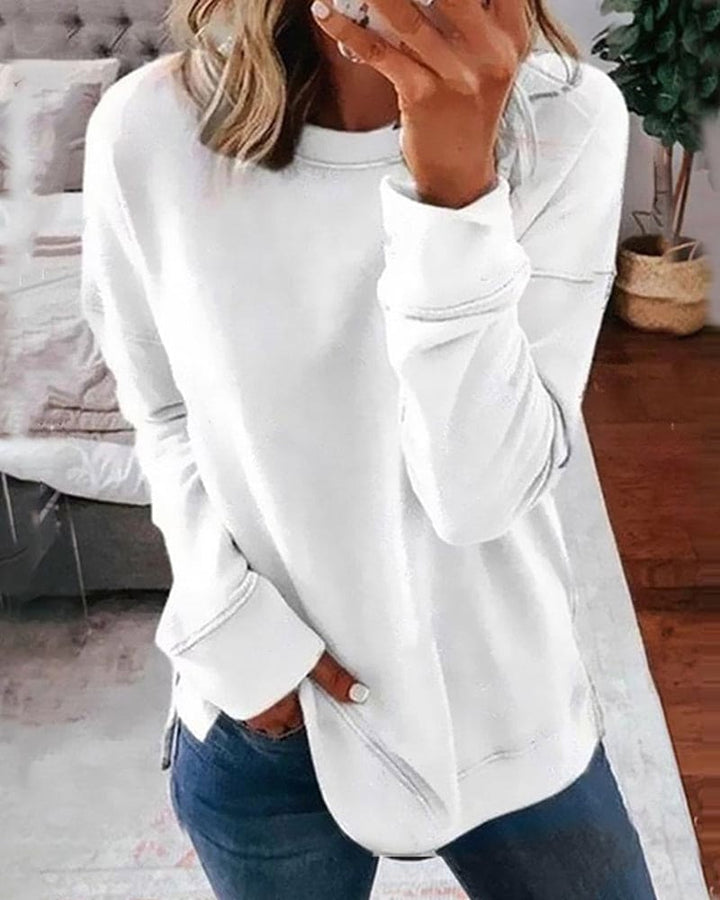 Opaline | Women's Relaxed Fit Crew Neck Sweatshirt - Brown - Image 3