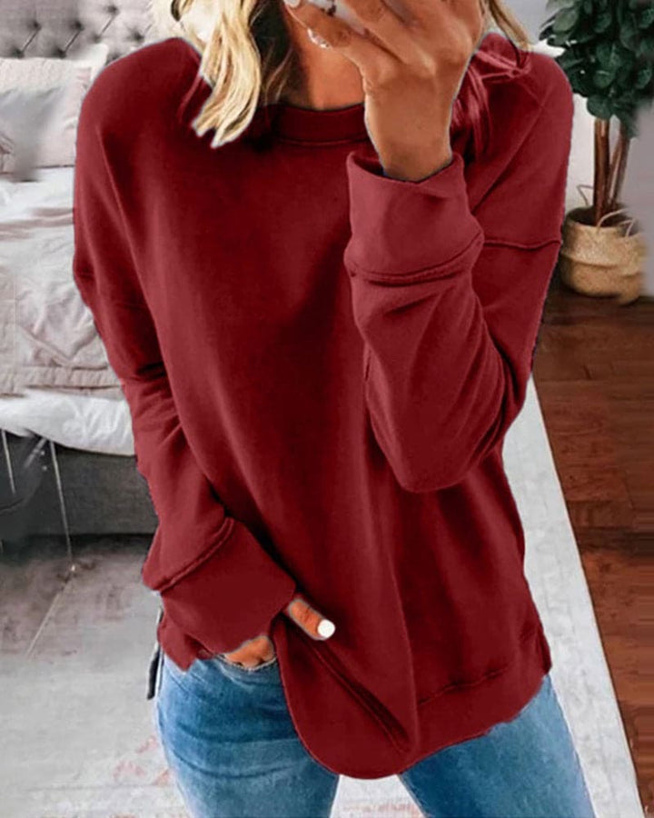 Opaline | Women's Relaxed Fit Crew Neck Sweatshirt - Brown - Image 5