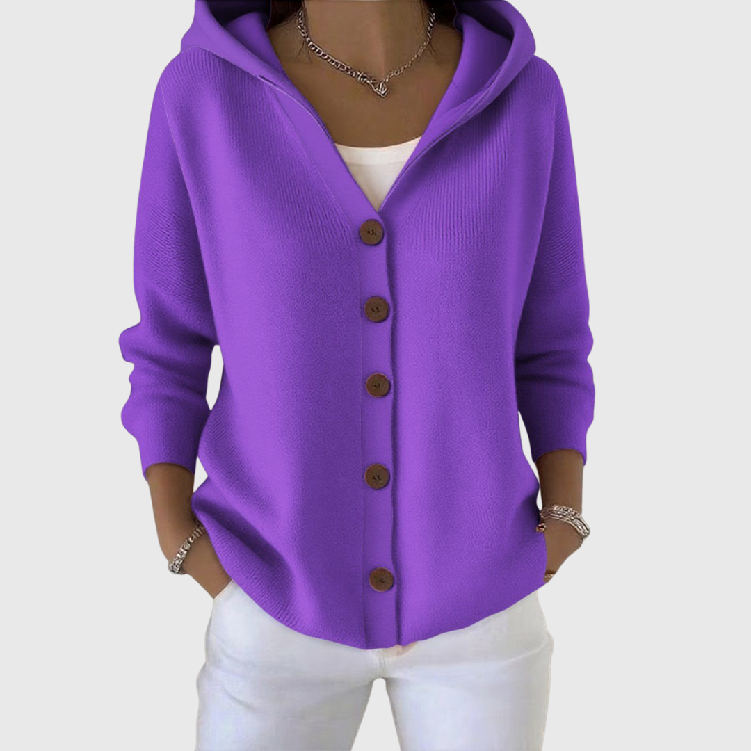 Orvine | Women's Hooded Button-Down Cardigan Sweater - Cream - Image 8