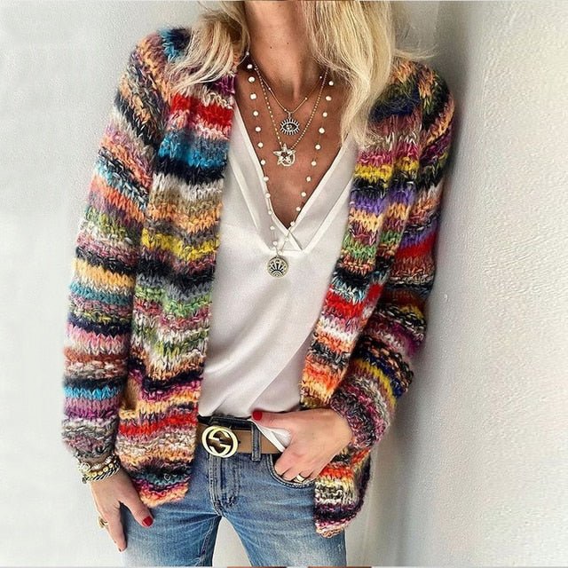 Pemba | Women's Multicolor Open Front Knit Cardigan - Image 1