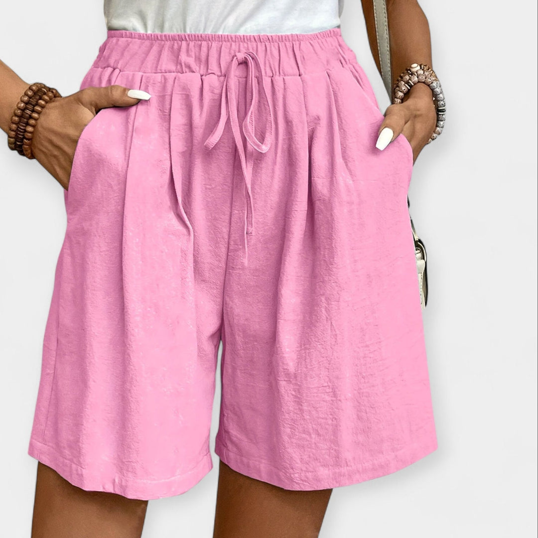 Priya | Women's Elastic Waist Drawstring Shorts - Mustard - Image 10