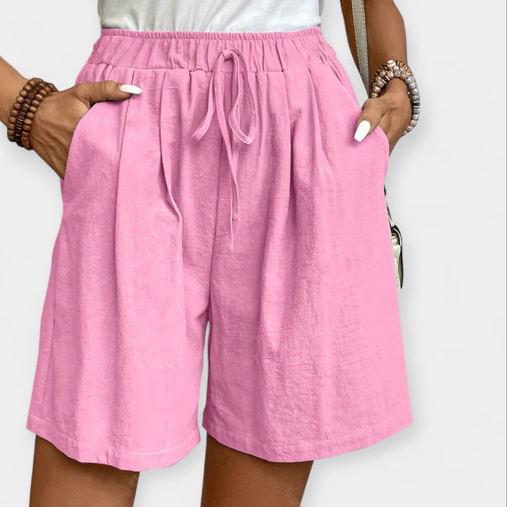 Priya | Women's Elastic Waist Drawstring Shorts - Mustard - Image 10