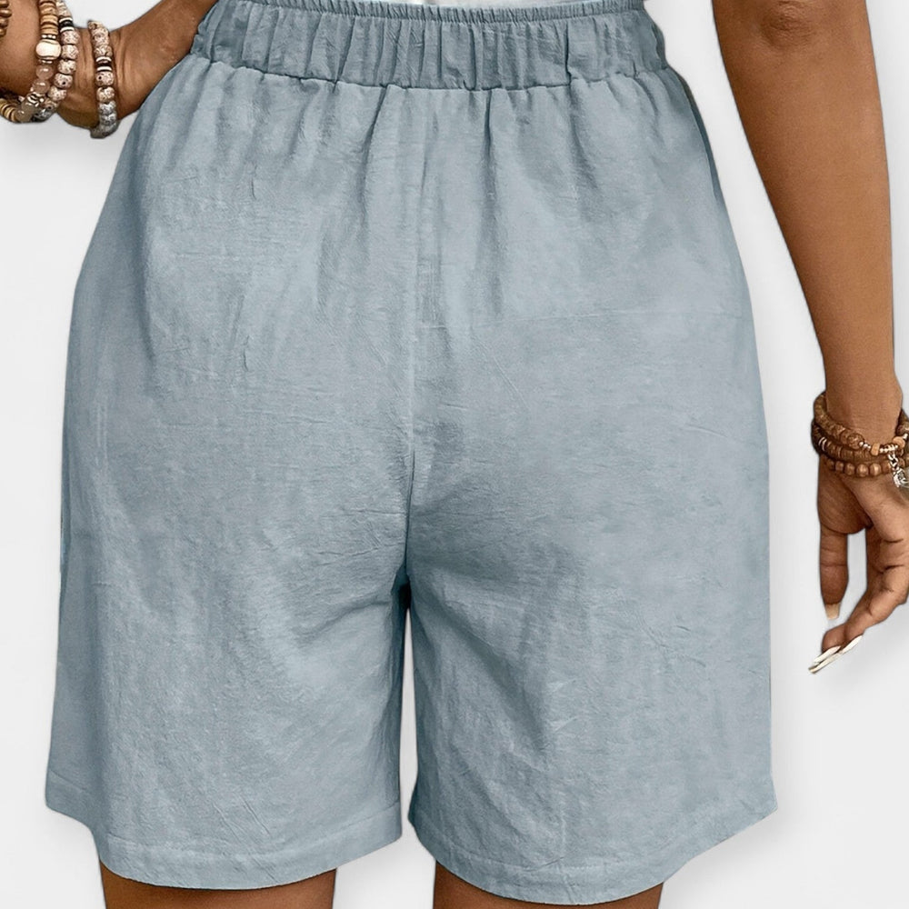 Priya | Women's Elastic Waist Drawstring Shorts - Mustard - Image 2