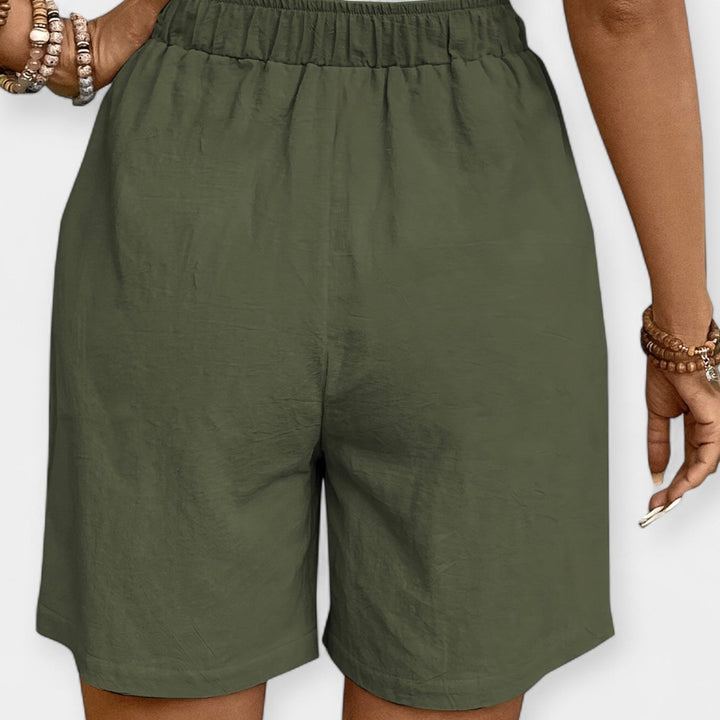 Priya | Women's Elastic Waist Drawstring Shorts - Mustard - Image 4