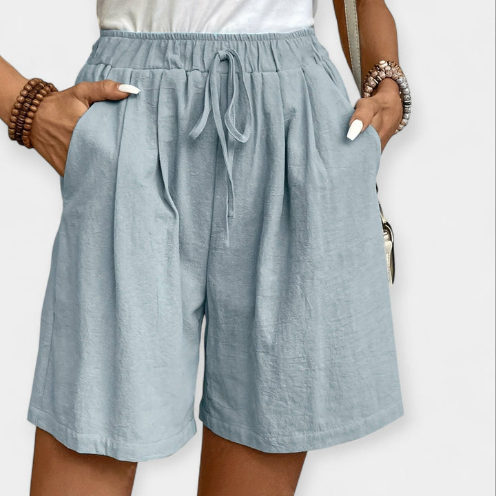 Priya | Women's Elastic Waist Drawstring Shorts - Mustard - Image 6