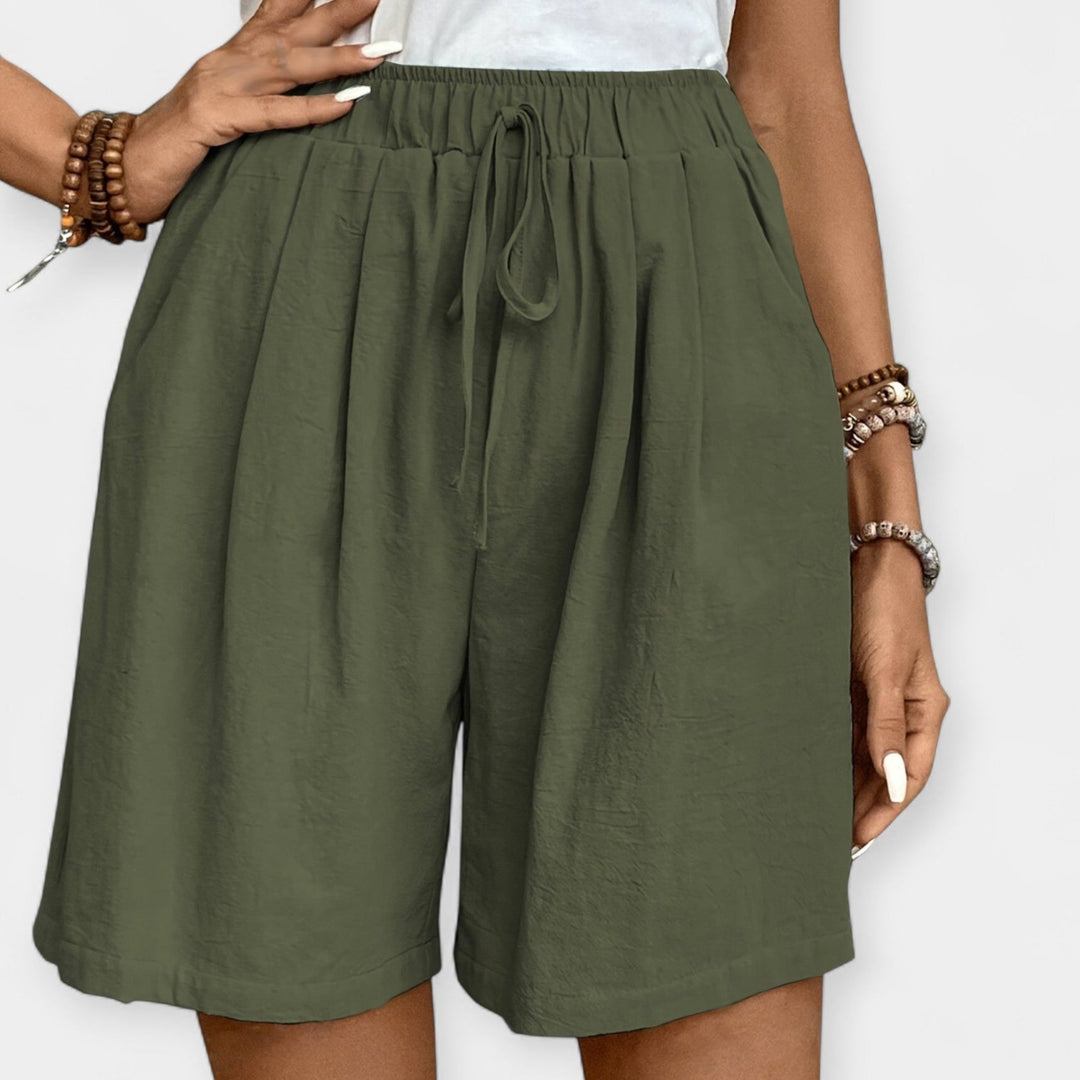 Priya | Women's Elastic Waist Drawstring Shorts - Mustard - Image 8
