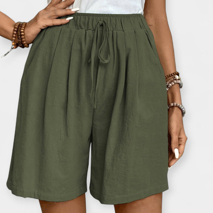 Priya | Women's Elastic Waist Drawstring Shorts - Mustard - Image 8