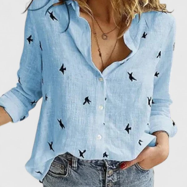 Quinby | Women's Floral Print Collared Blouse - Floral - Image 8