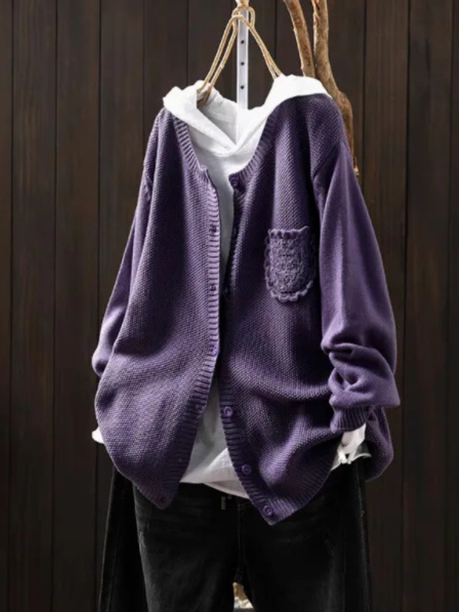 Remilda | Women's Oversized Knit Cardigan Sweater - Red - Image 8