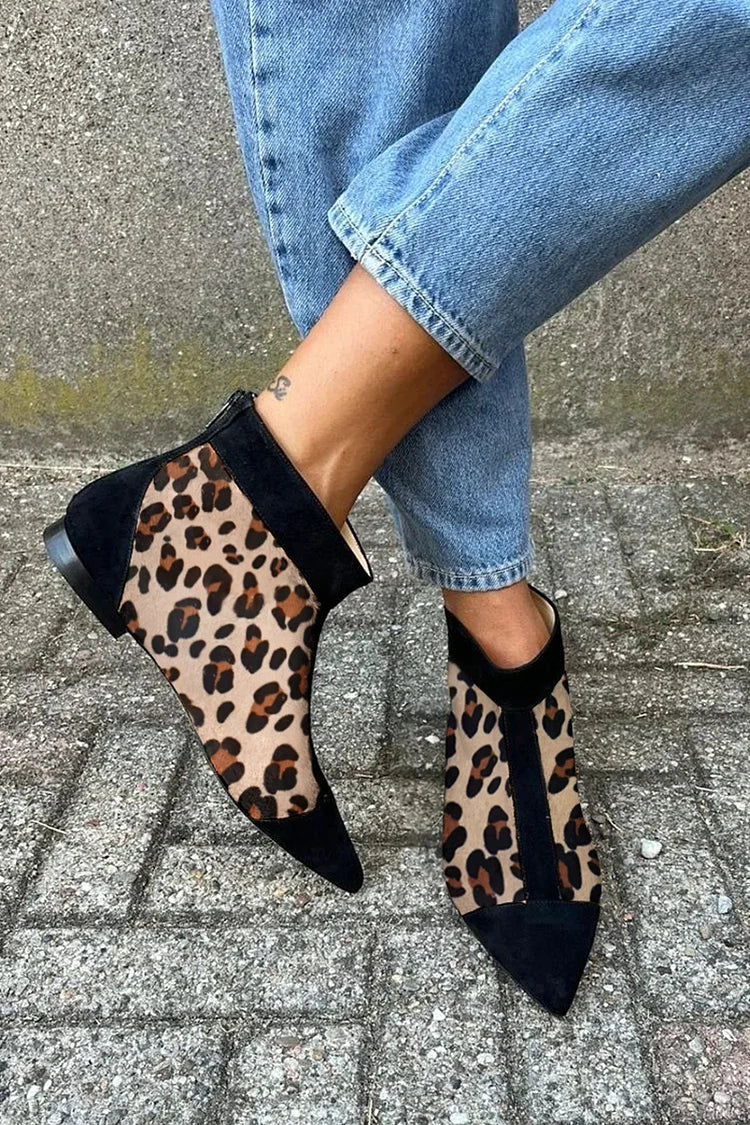 Remy | Women's Leopard Print Pointed Toe Ankle Boot - Leopard - Image 1