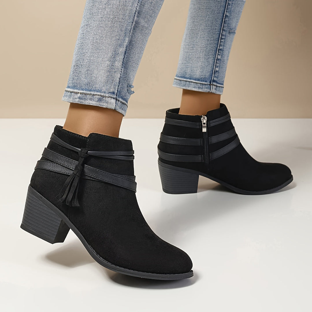 Renata | Women's Chelsea Ankle Boot with Block Heel - Black - Image 10