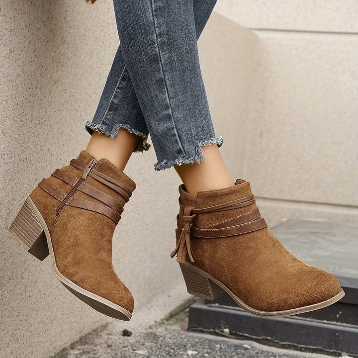 Renata | Women's Chelsea Ankle Boot with Block Heel - Black - Image 2