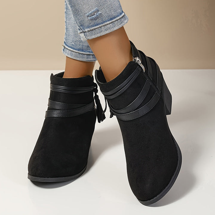 Renata | Women's Chelsea Ankle Boot with Block Heel - Black - Image 6