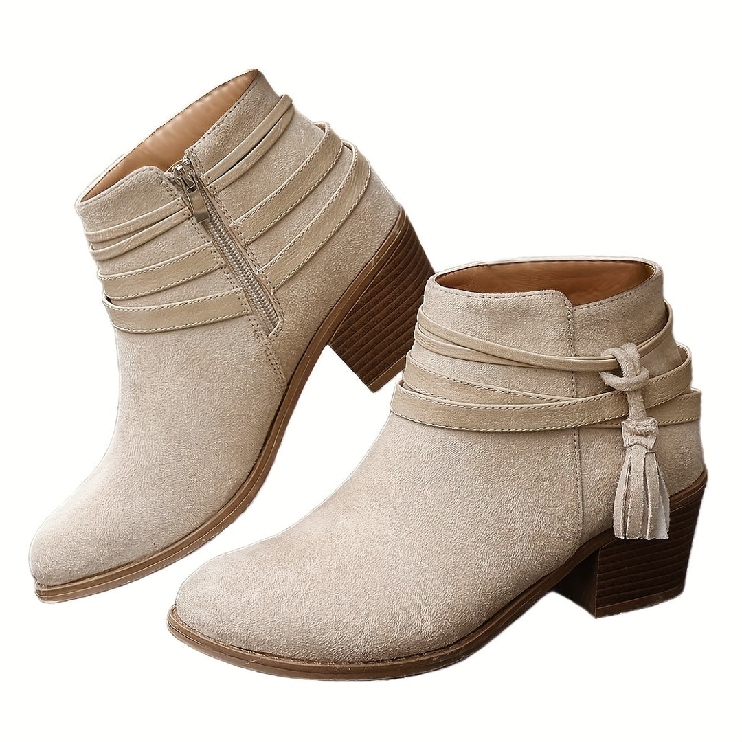 Renata | Women's Chelsea Ankle Boot with Block Heel - Black - Image 8