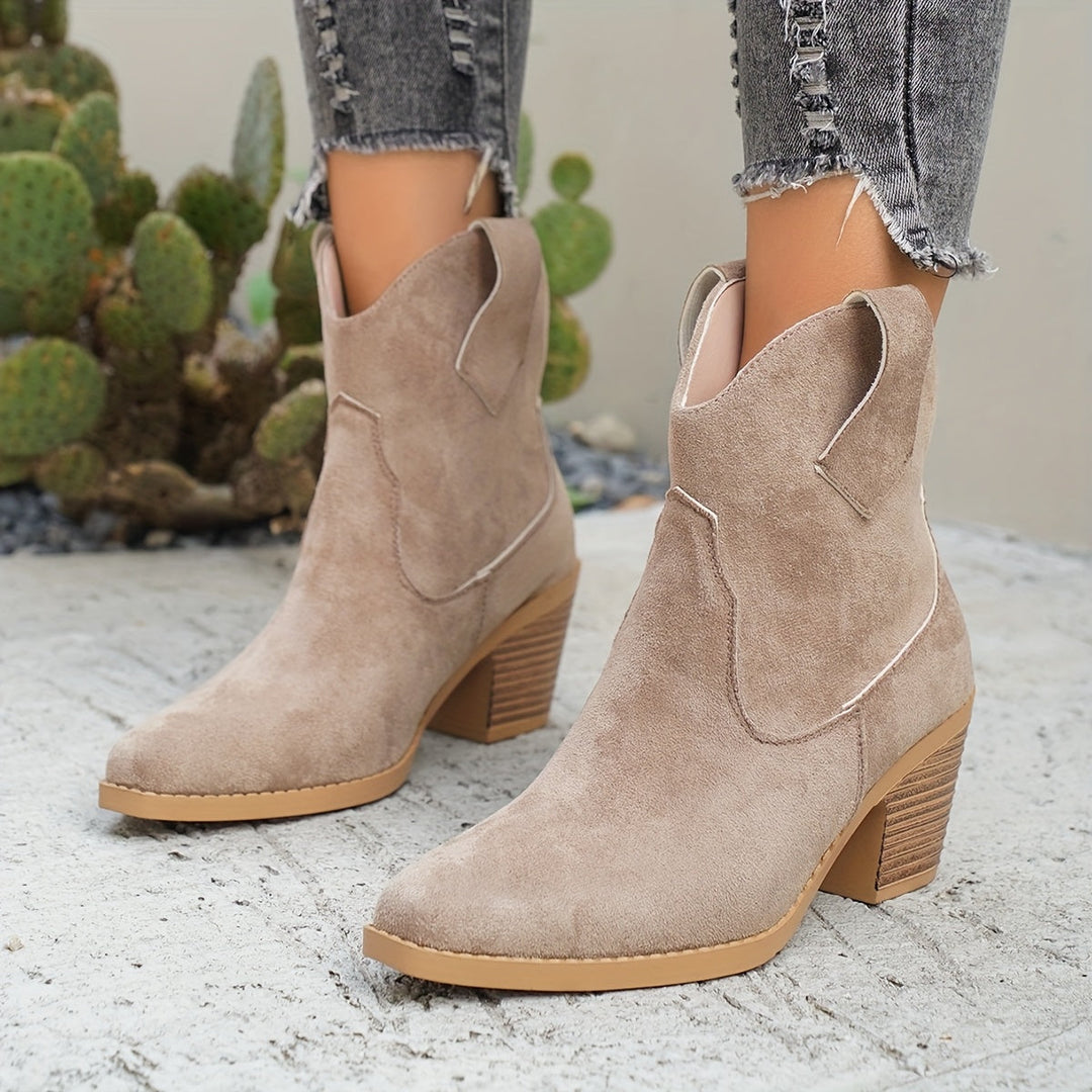 Renata | Women's Western Chelsea Ankle Boot - Taupe - Image 3