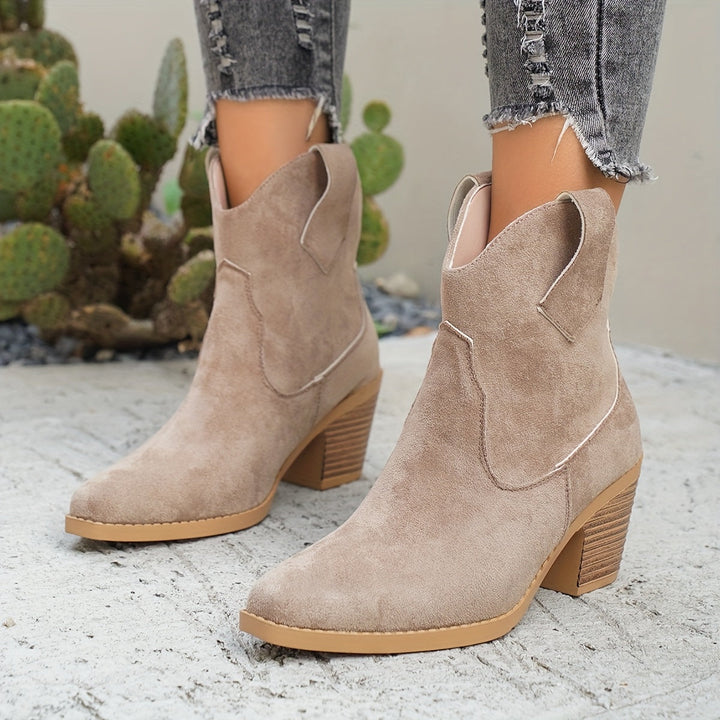 Renata | Women's Western Chelsea Ankle Boot - Taupe - Image 3