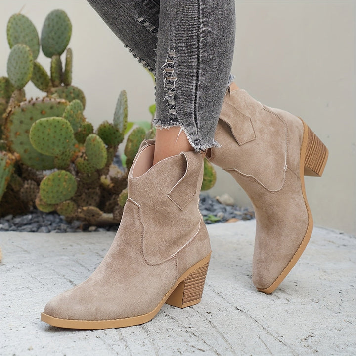 Renata | Women's Western Chelsea Ankle Boot - Taupe - Image 5