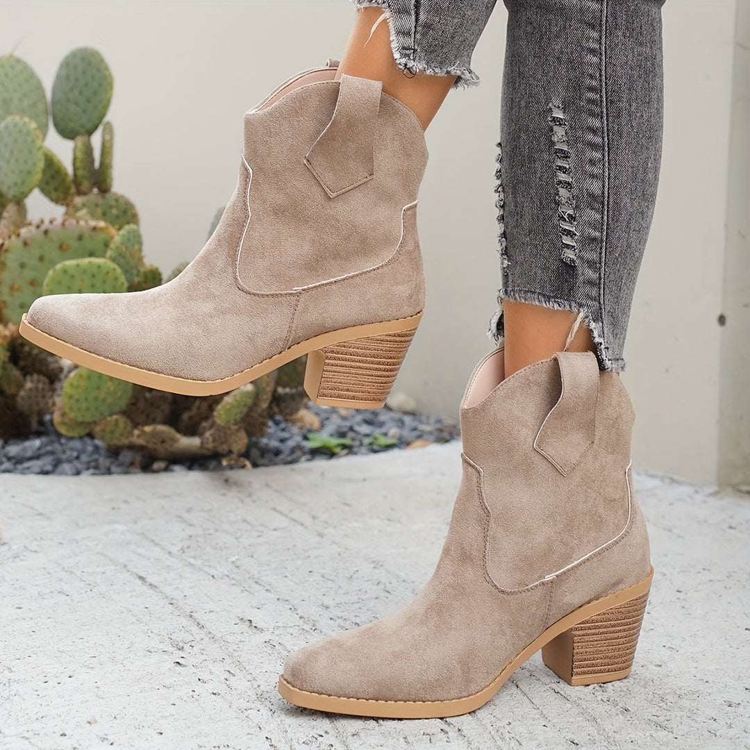 Renata | Women's Western Chelsea Ankle Boot - Taupe - Image 7