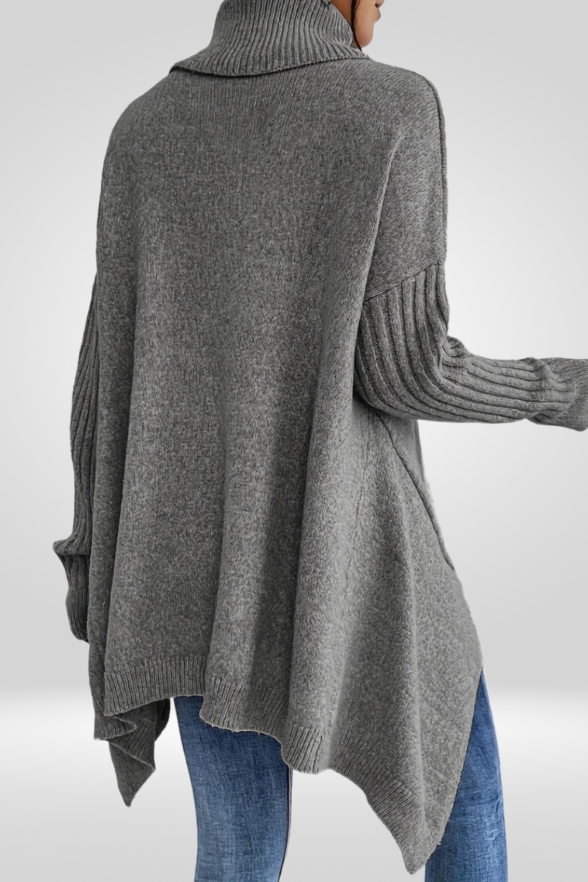 Romara | Women's Oversized Turtleneck Sweater - Beige - Image 11