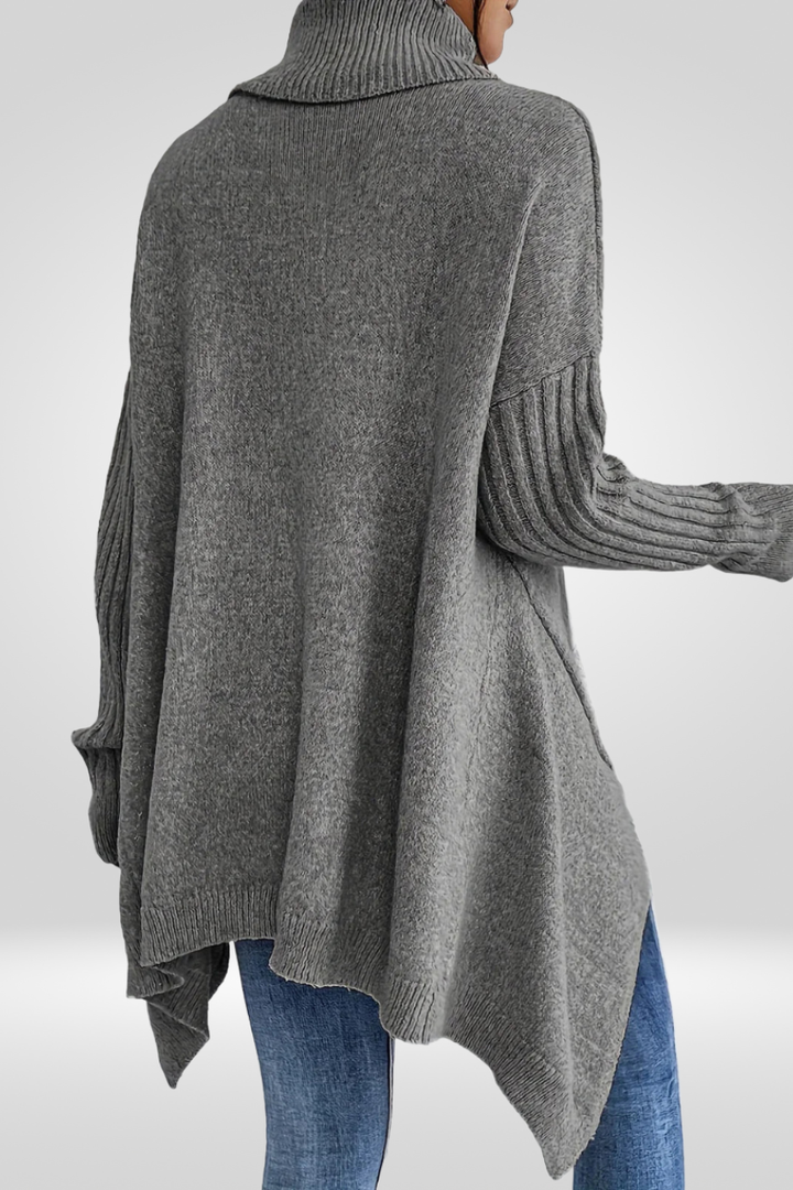 Romara | Women's Oversized Turtleneck Sweater - Beige - Image 11