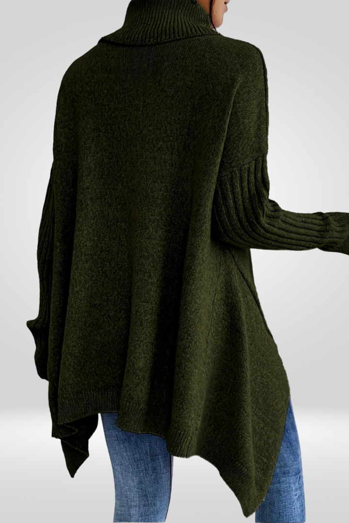 Romara | Women's Oversized Turtleneck Sweater - Beige - Image 15
