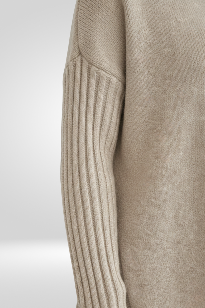Romara | Women's Oversized Turtleneck Sweater - Beige - Image 5