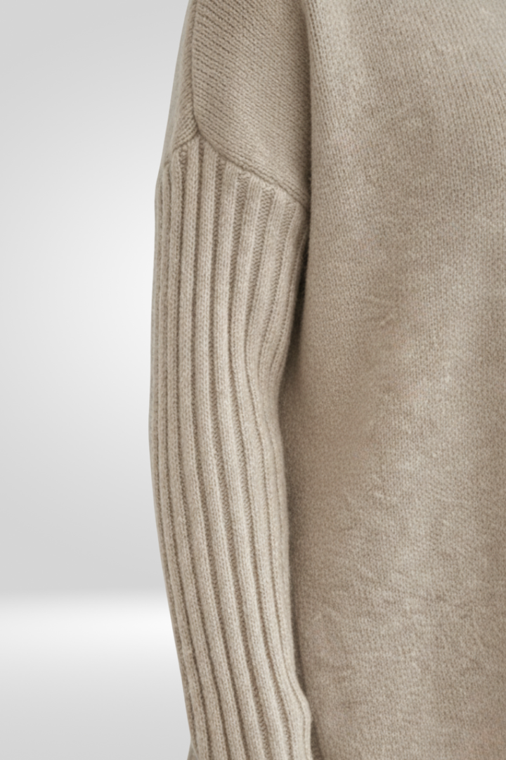 Romara | Women's Oversized Turtleneck Sweater - Beige - Image 5