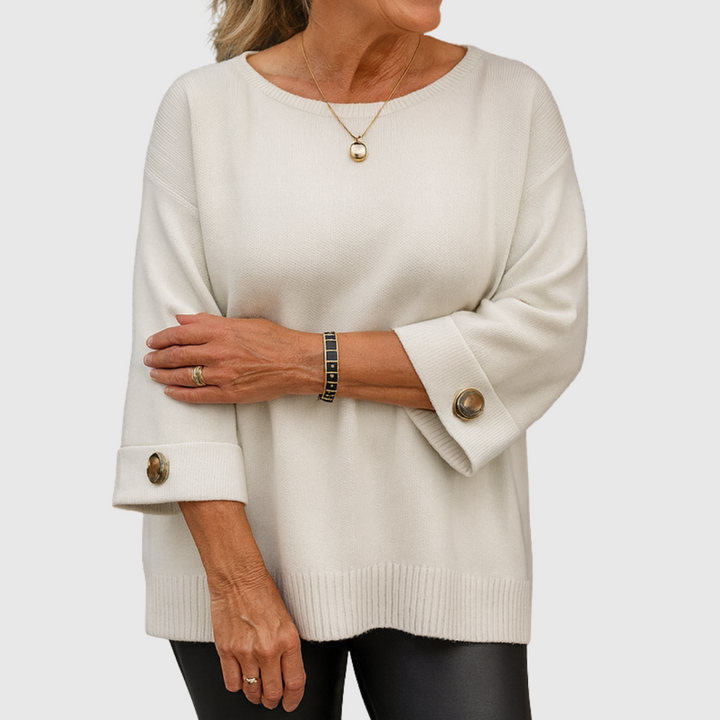 Romilly | Women's Relaxed Fit Crew Neck Sweater - Cream - Image 1