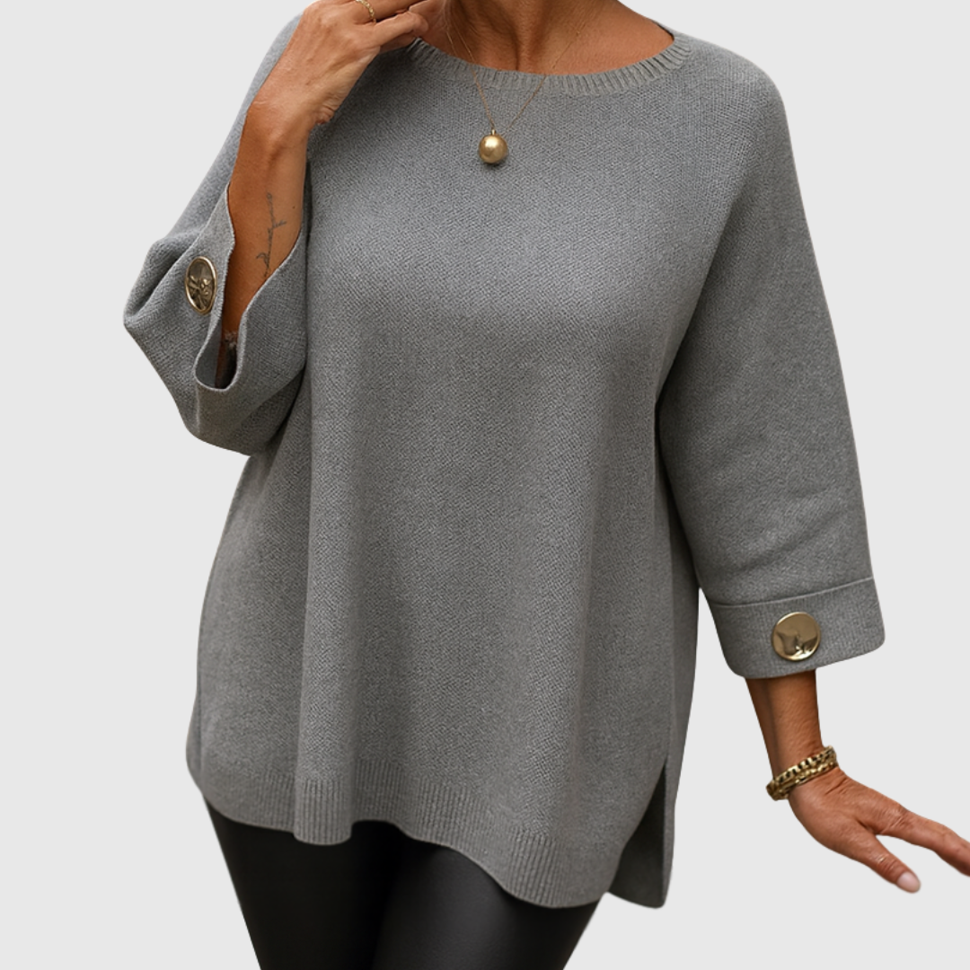 Romilly | Women's Relaxed Fit Crew Neck Sweater - Cream - Image 2
