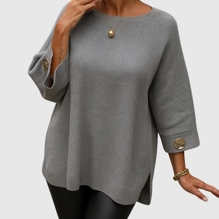 Romilly | Women's Relaxed Fit Crew Neck Sweater - Cream - Image 2