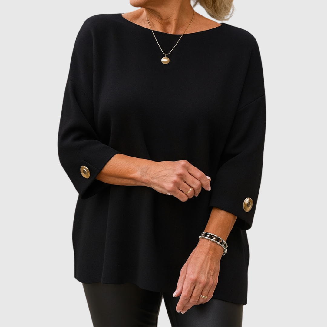 Romilly | Women's Relaxed Fit Crew Neck Sweater - Cream - Image 3