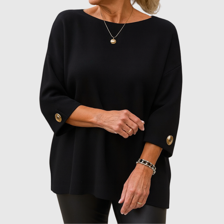 Romilly | Women's Relaxed Fit Crew Neck Sweater - Cream - Image 3