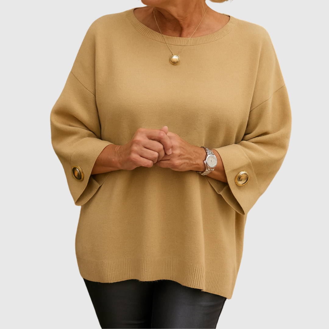 Romilly | Women's Relaxed Fit Crew Neck Sweater - Cream - Image 4