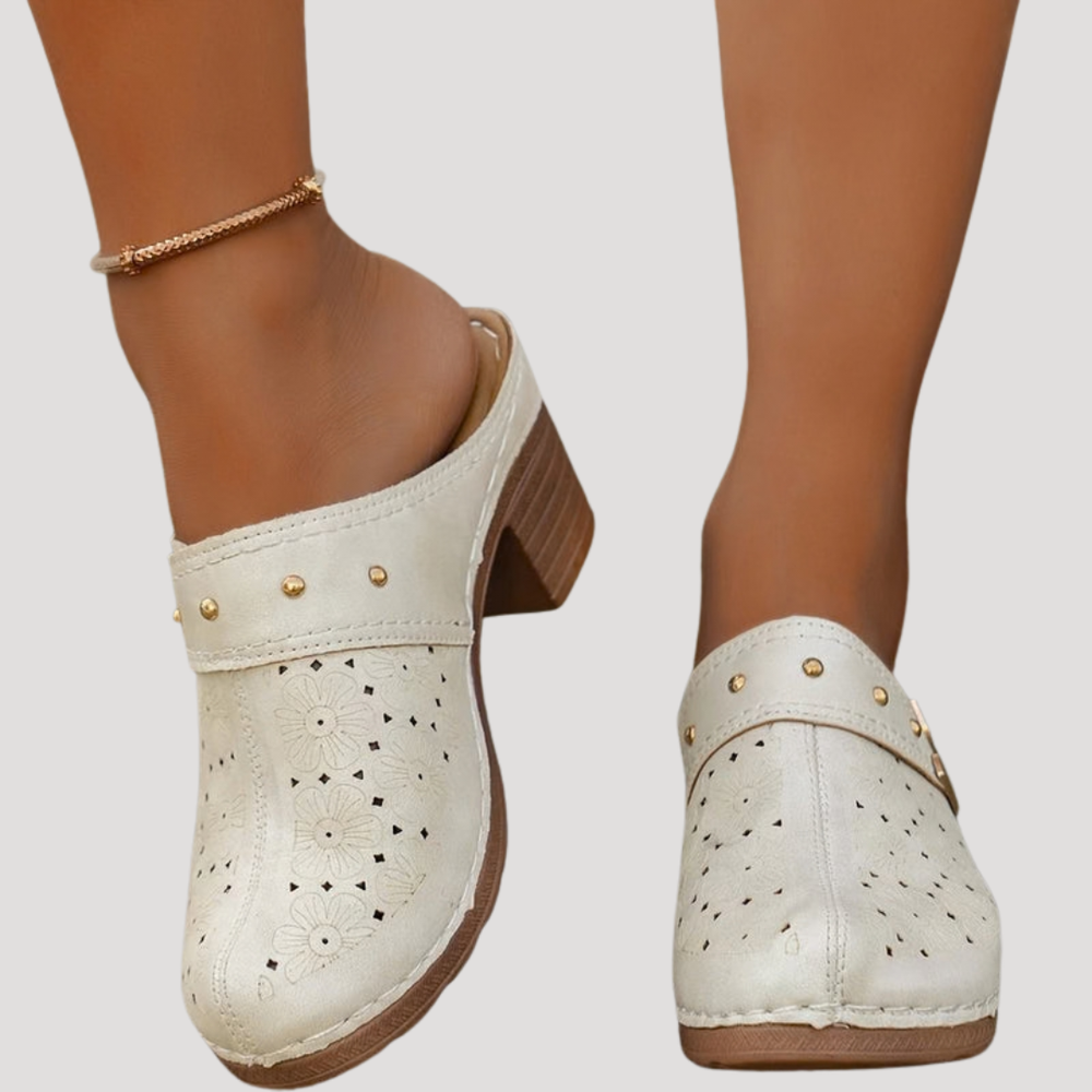 Rosabelle | Women's Heeled Clog Mule - Black - Image 2