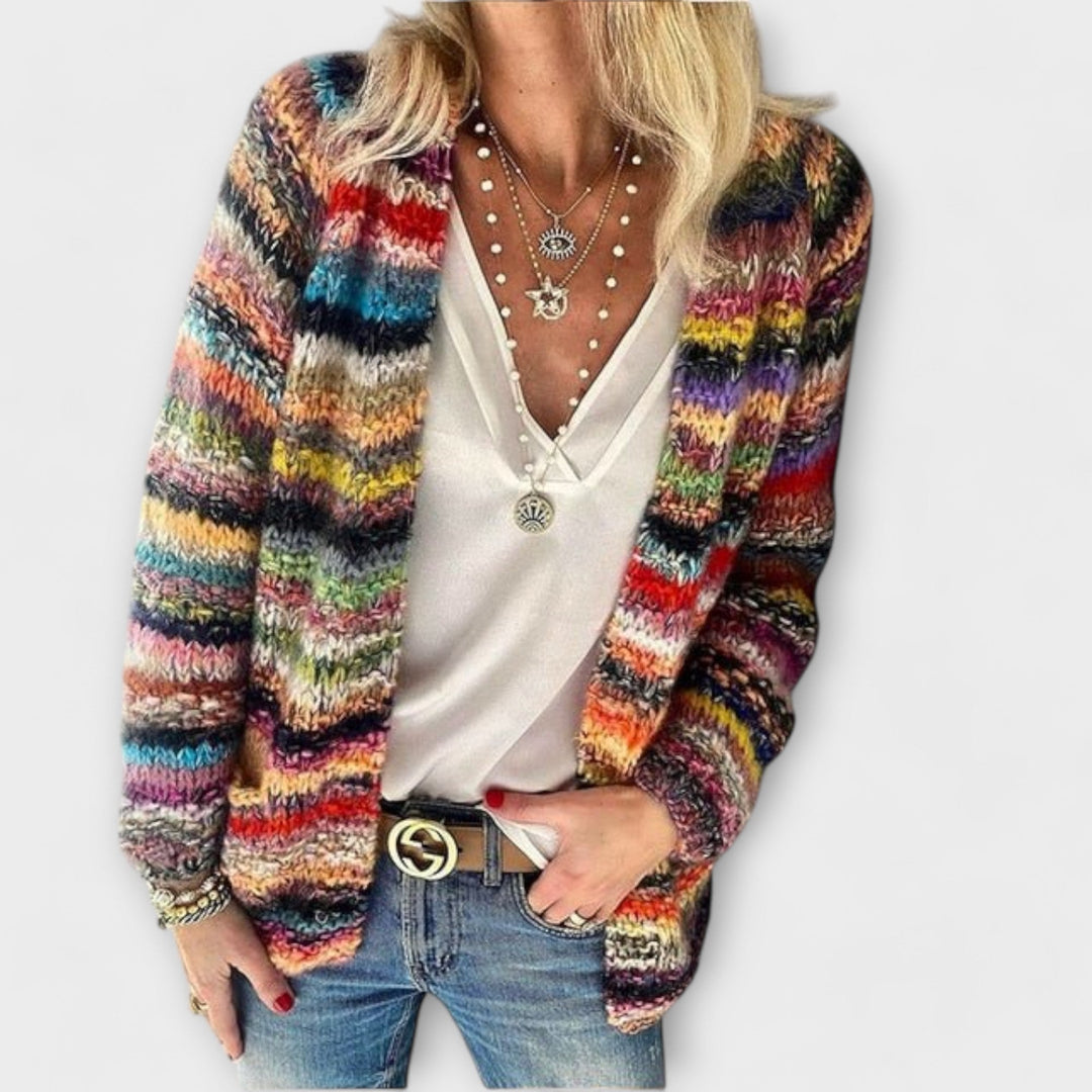 Roswen | Women's Multicolor Open-Front Knit Cardigan - Image 1