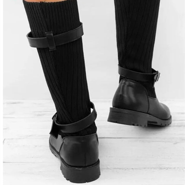 Rowena | Women's Winter Boots with Slouch Knit Shaft - Taupe - Image 9