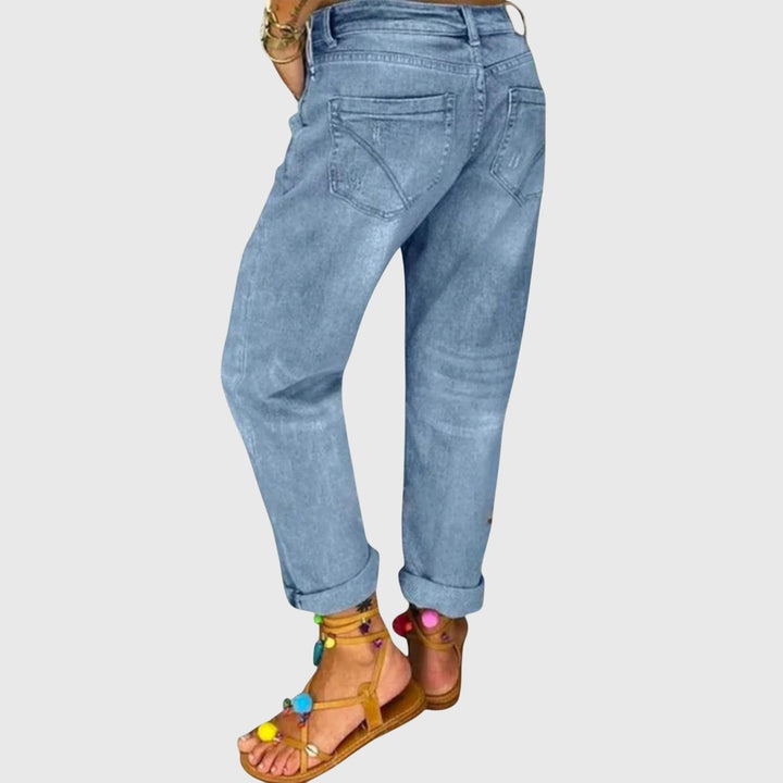 Sable | Women's High Waist Distressed Boyfriend Jeans - Light Blue - Image 3