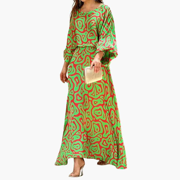 Saoirse | Women's Abstract Print 3/4 Sleeve Maxi Dress - Image 1