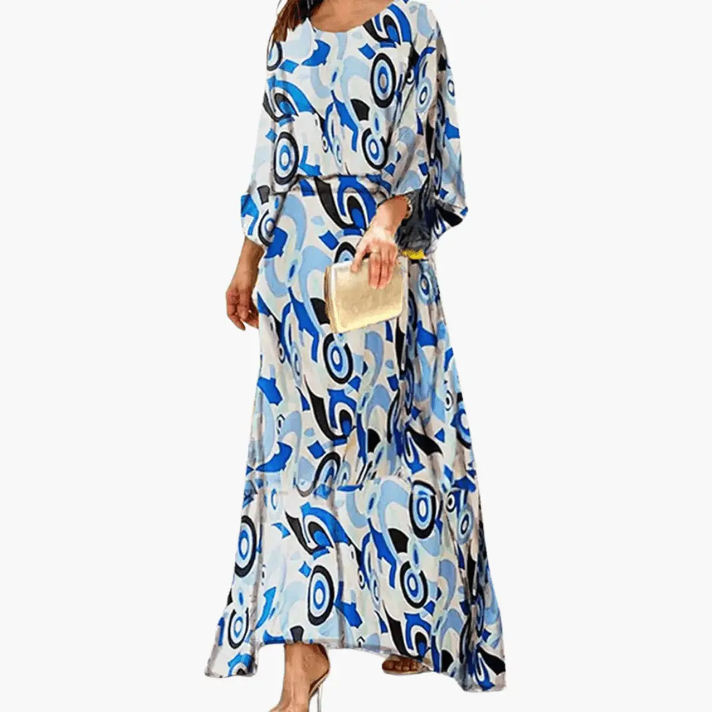 Saoirse | Women's Abstract Print 3/4 Sleeve Maxi Dress - Image 2