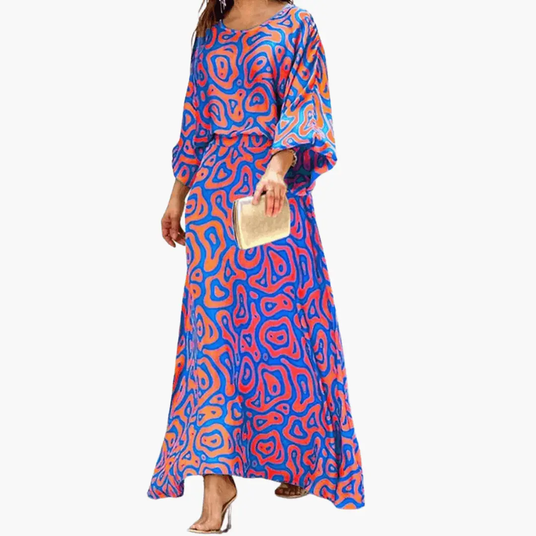 Saoirse | Women's Abstract Print 3/4 Sleeve Maxi Dress - Image 3