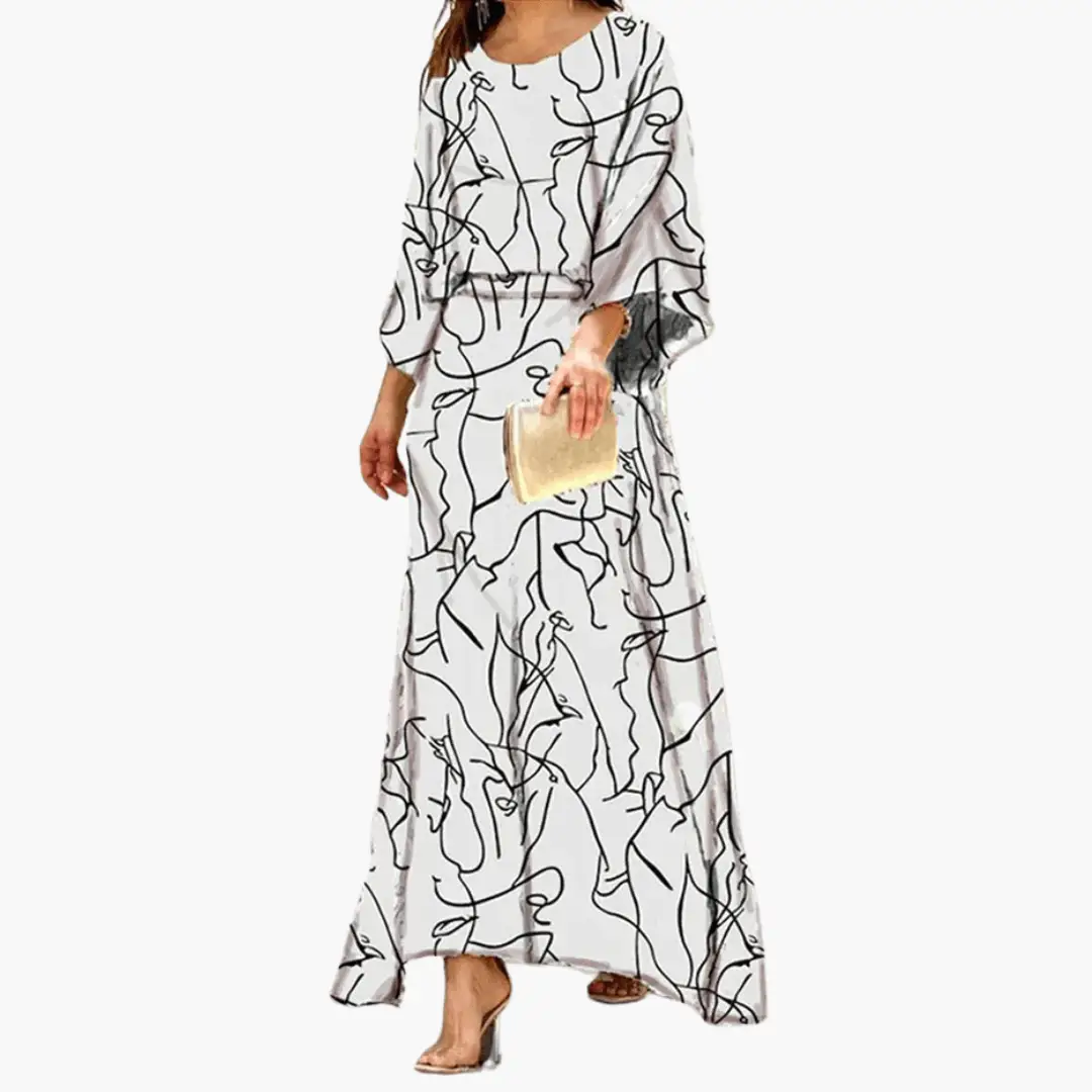 Saoirse | Women's Abstract Print 3/4 Sleeve Maxi Dress - Image 4