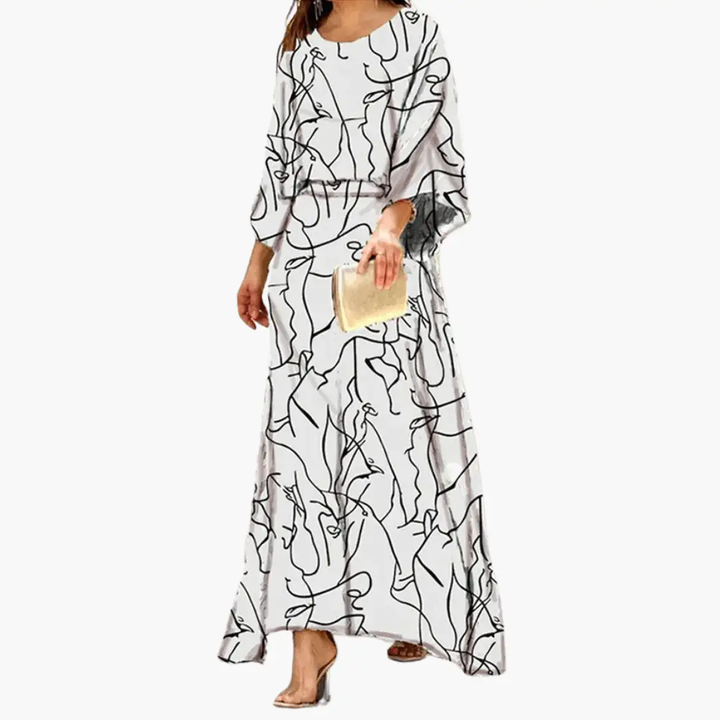 Saoirse | Women's Abstract Print 3/4 Sleeve Maxi Dress - Image 4